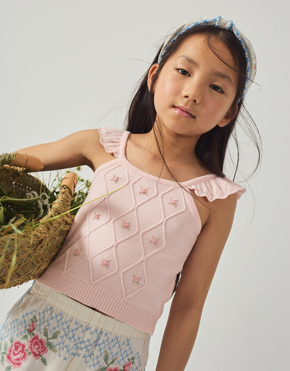 Georgina Knitted Blouse with Bullion Flower Embroidery