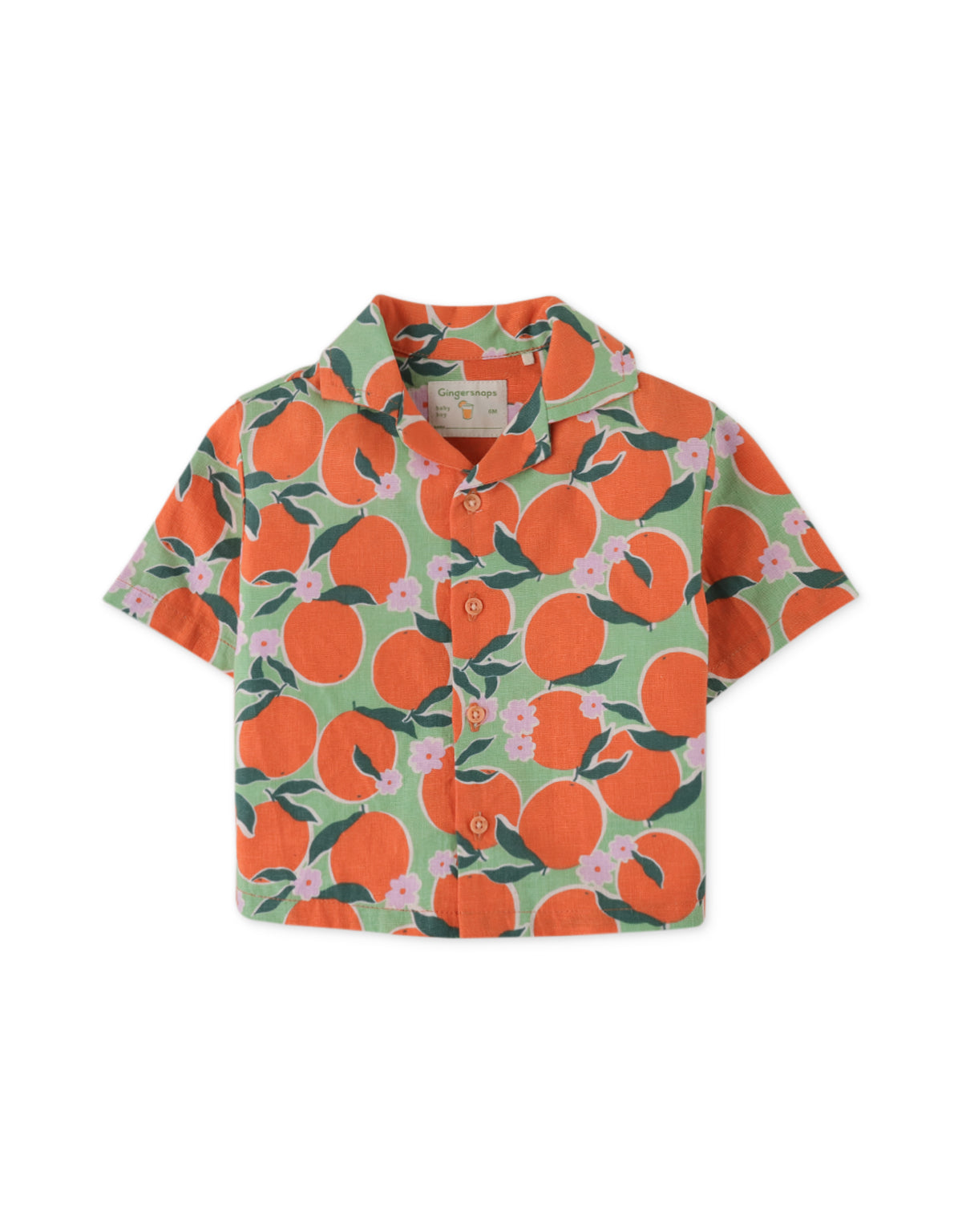 BABY BOYS BIG ORANGES PRINT SHORT SLEEVES SHIRT