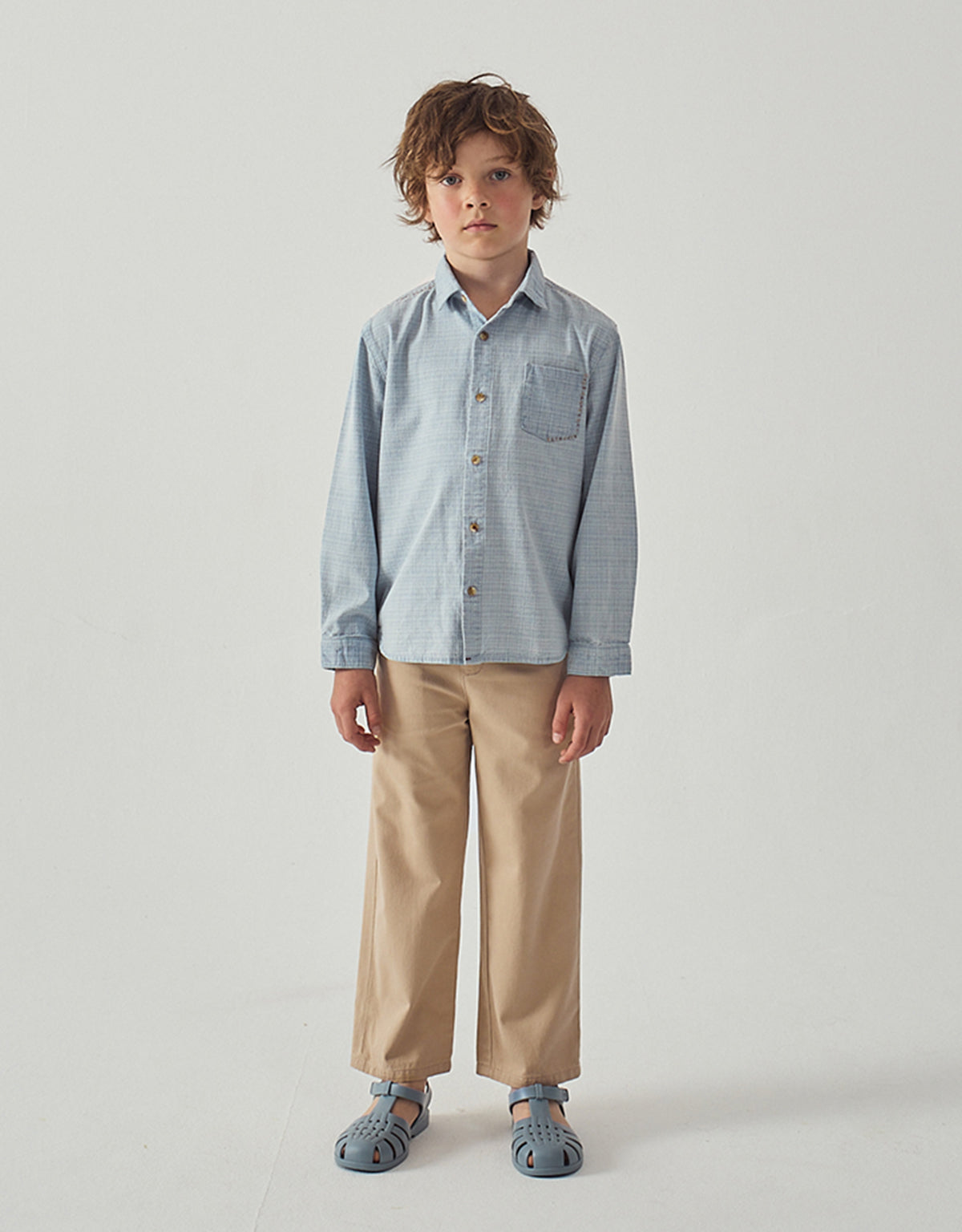 Edward Regular Straight Twill Pants with Striped Canvas Belt