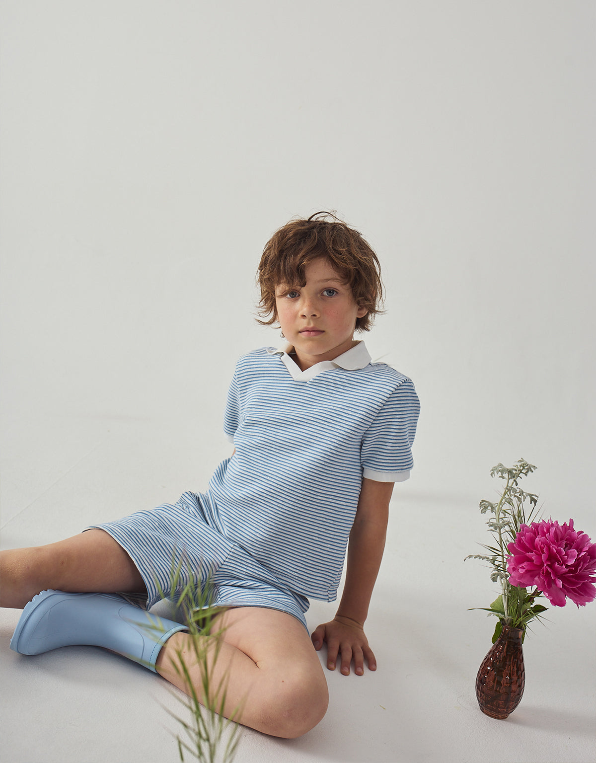 Husker Striped Textured Terry Polo Shirt