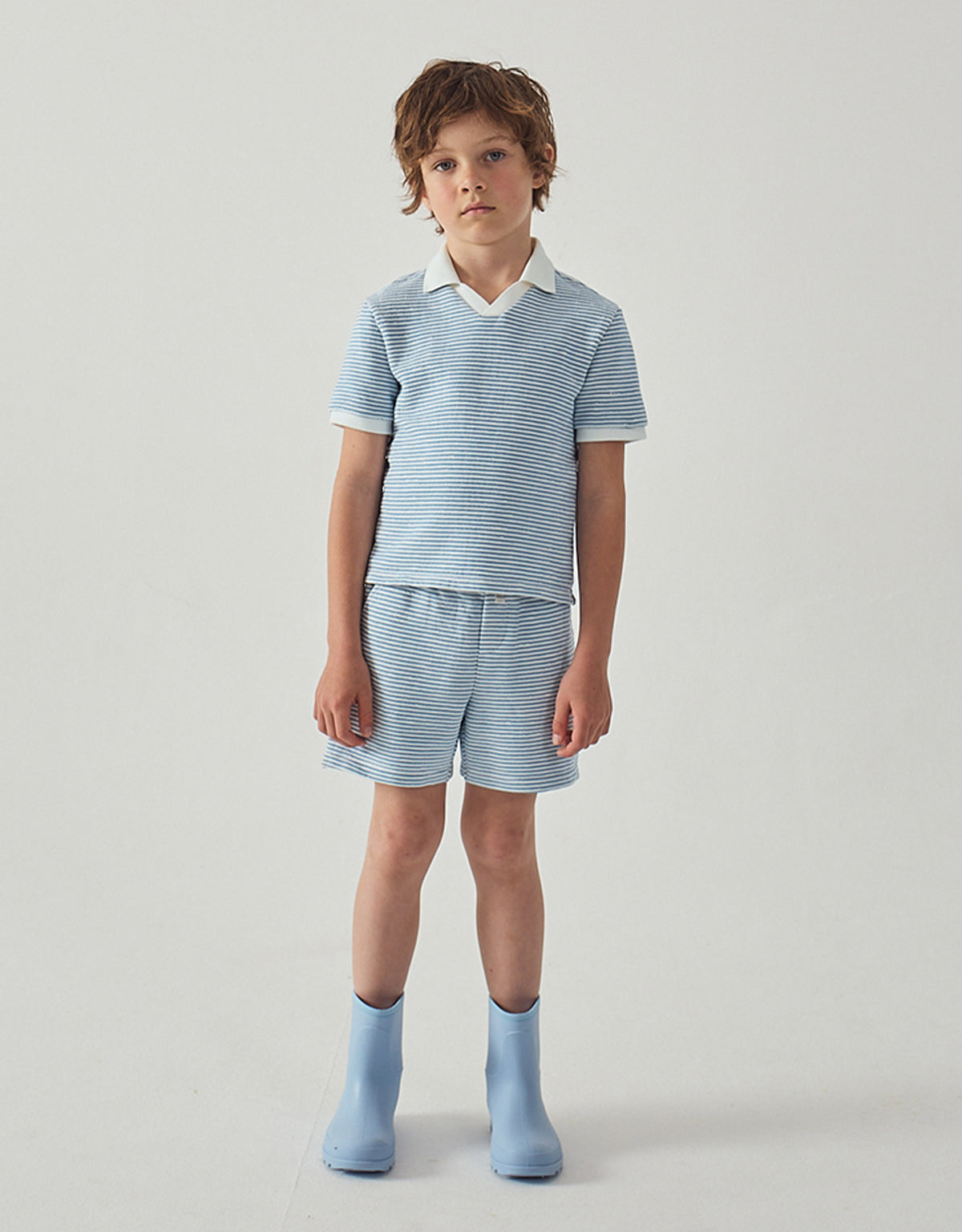 Dreyfus Textured Striped Terry Drawstring Shorts