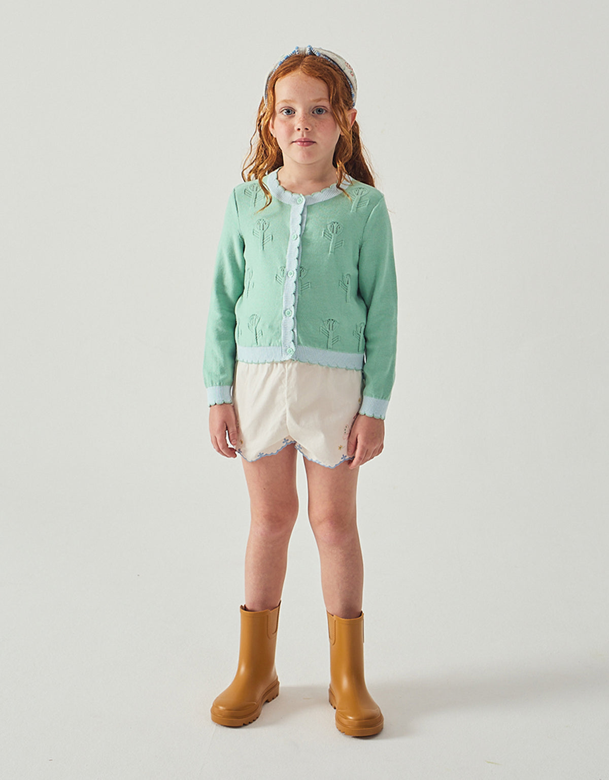 Natalie Cardigan with Scalloped Ribbed Edges