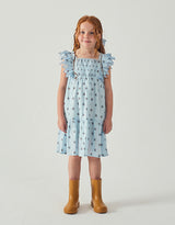 Chloe Apron Dress with Smocked Bodice & Petal Sleeves