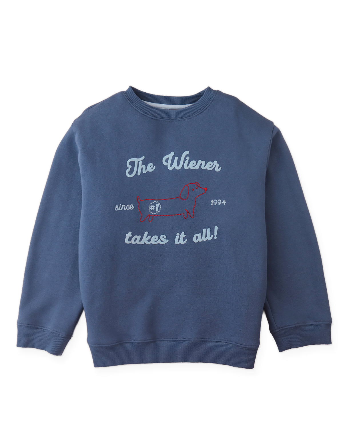 Riccardo Fleece Pullover with Dachshund Embroidery and Embossed Text Print