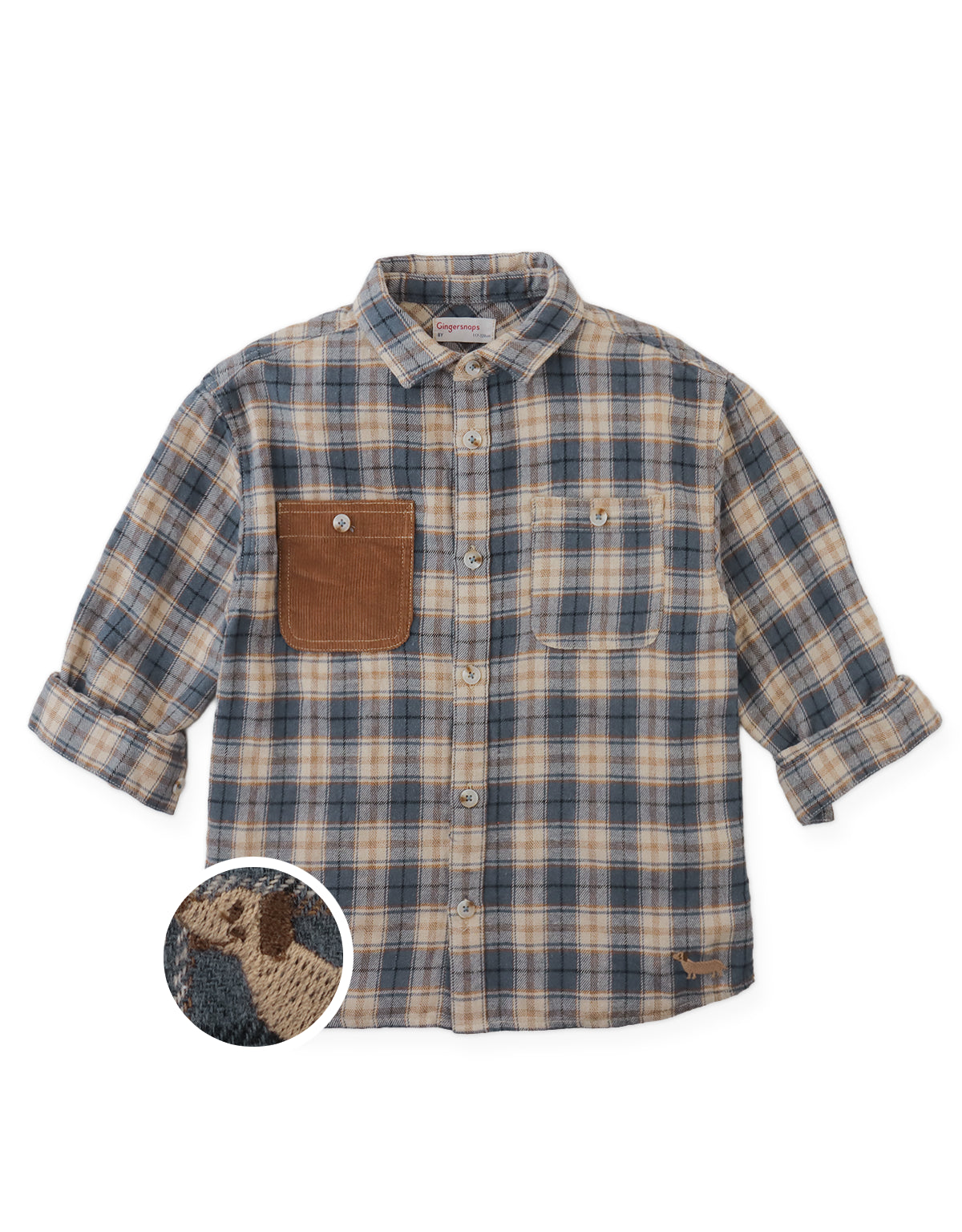 Benny Plaid Shirt with Corduroy Contrast Pocket