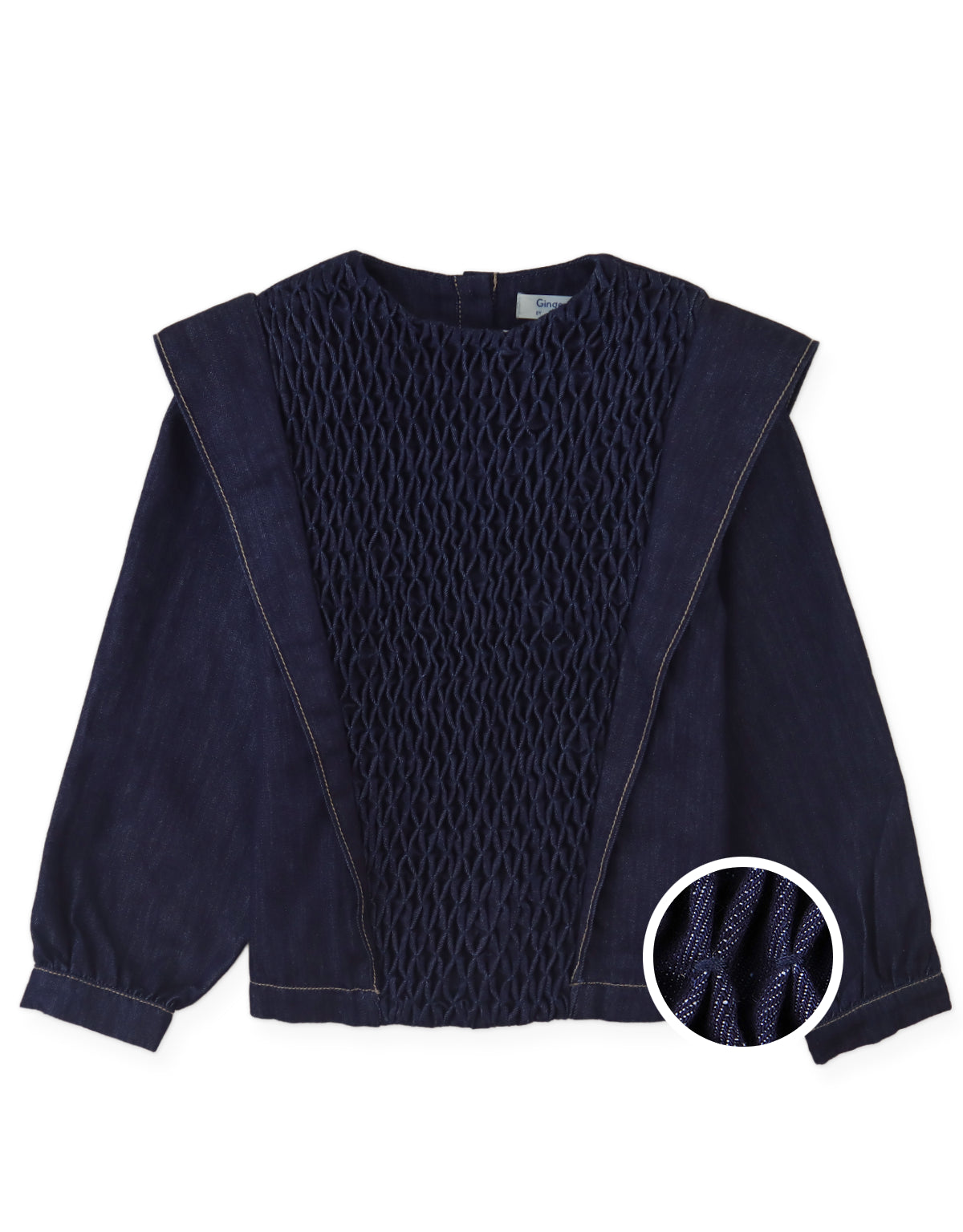 Flerida Blouse with Handmade Diamond Smocking & Shoulder Vents