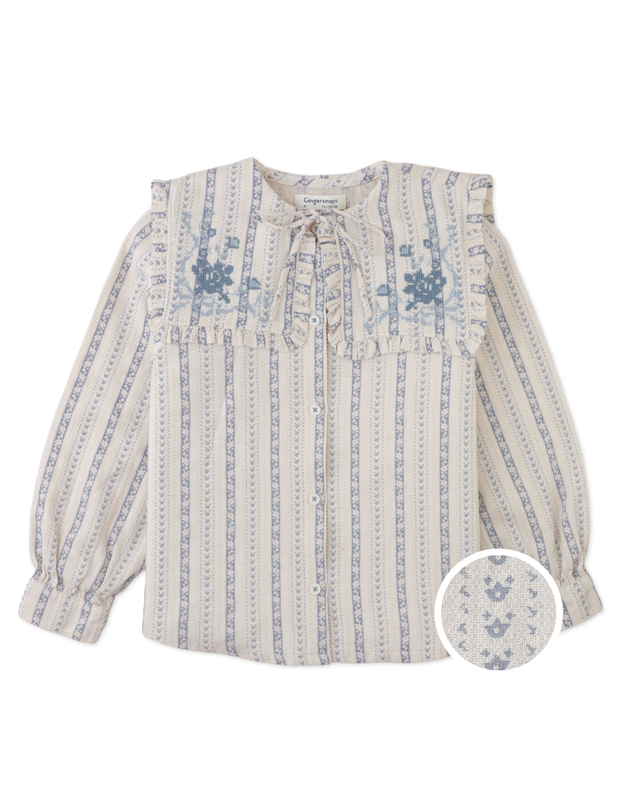 Esmeralda Blouse with Embroidered and Ruffled Bib Collar