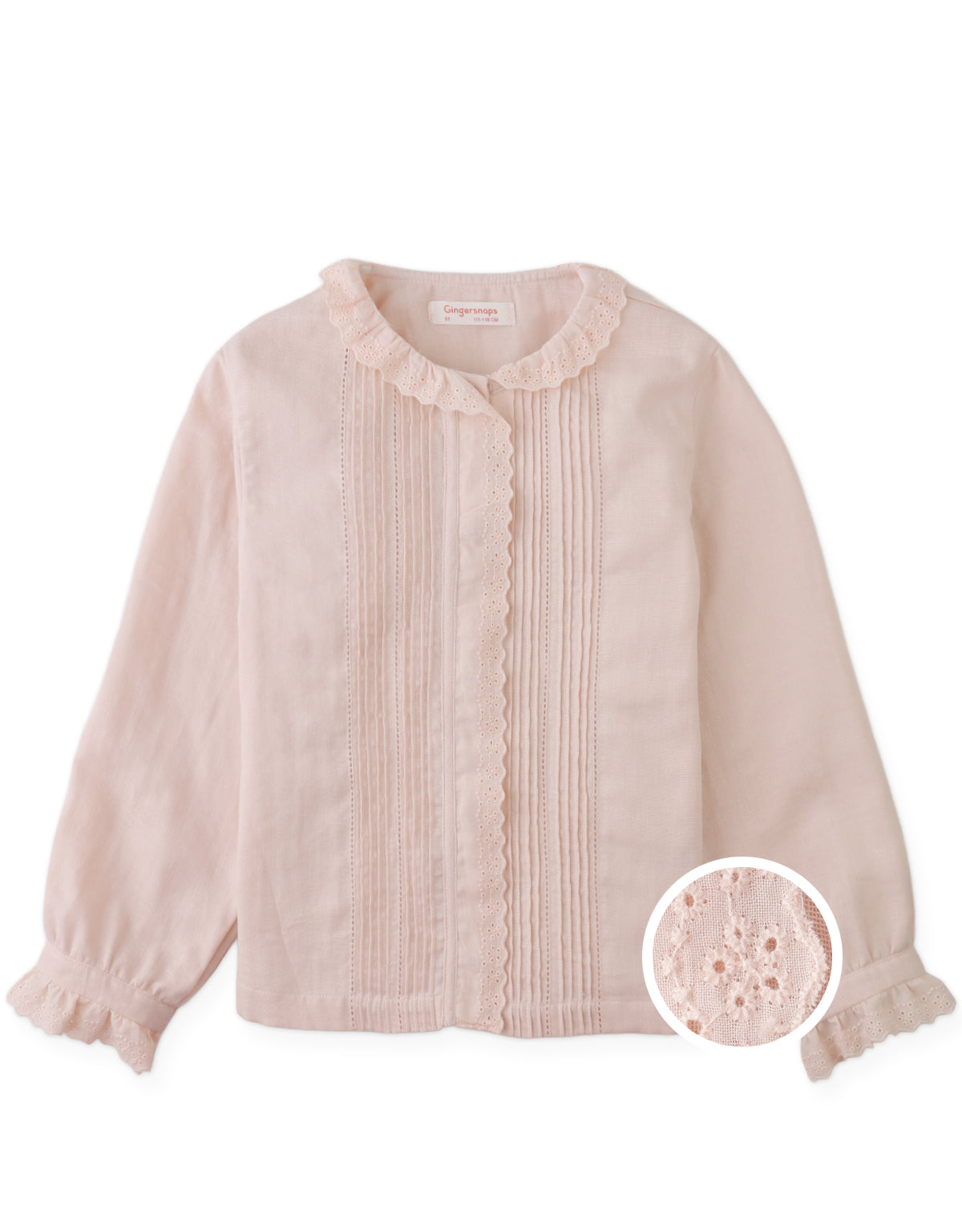 Adelaida Shirt with Delicate Pintucks and Embroidered Placket and Collar