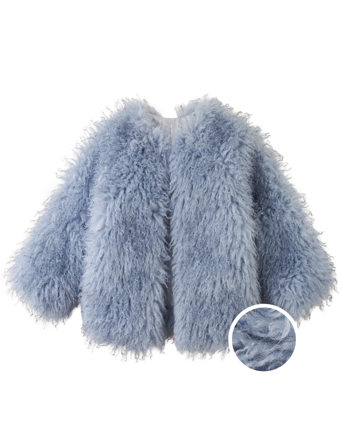Cressida Coat with Raglan Sleeves in Shaggy Faux Fur