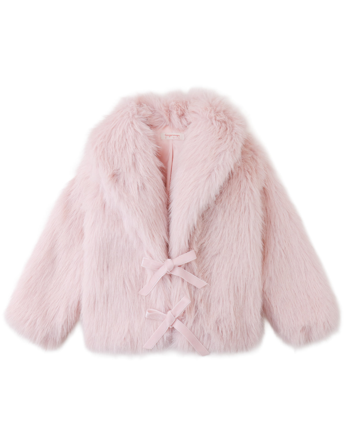 Tabitha Faux Fur Coat with Shawl Collar and Velvet Ties