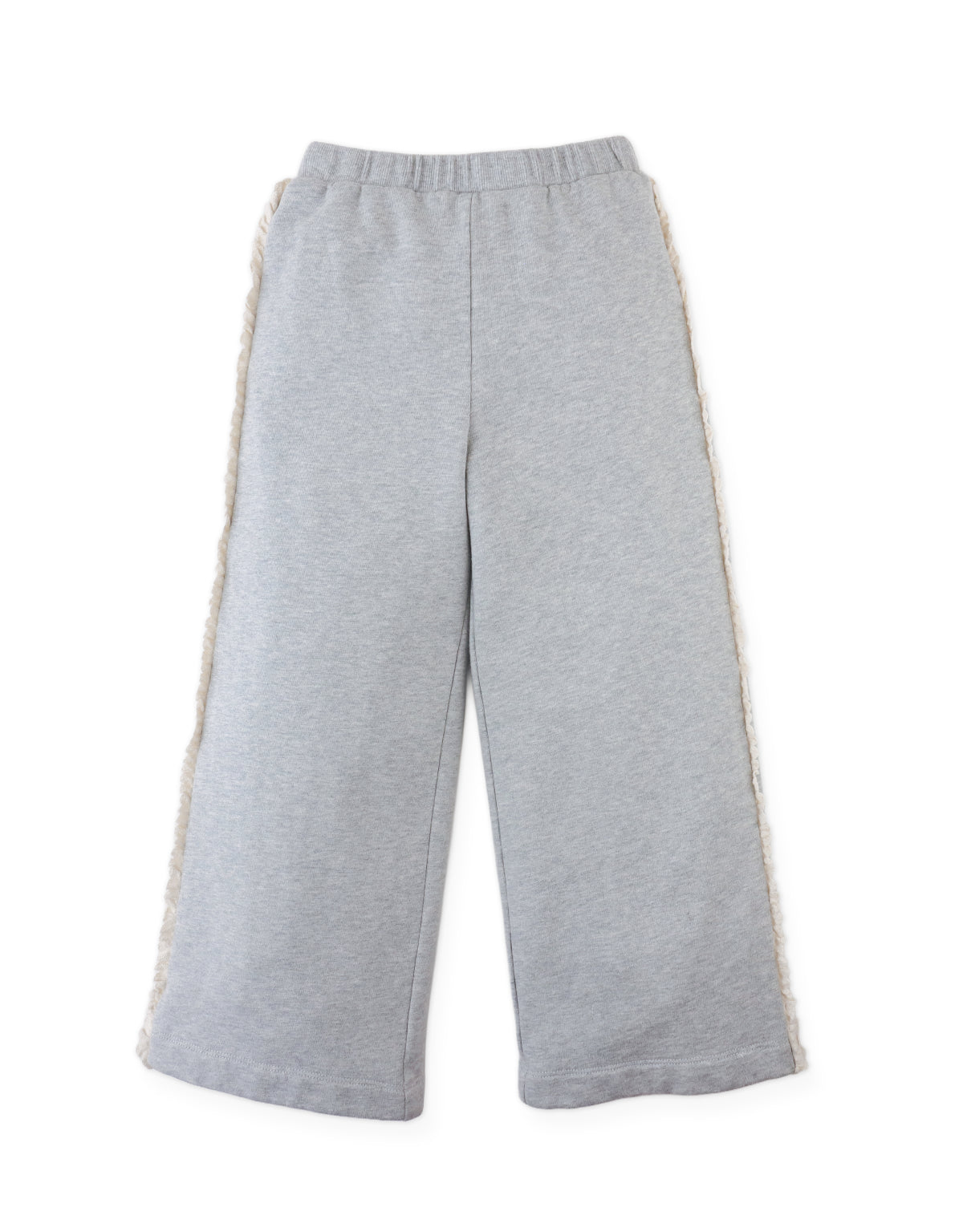 Elena Wide-Leg Terry Pants with Side Lace Trimmings
