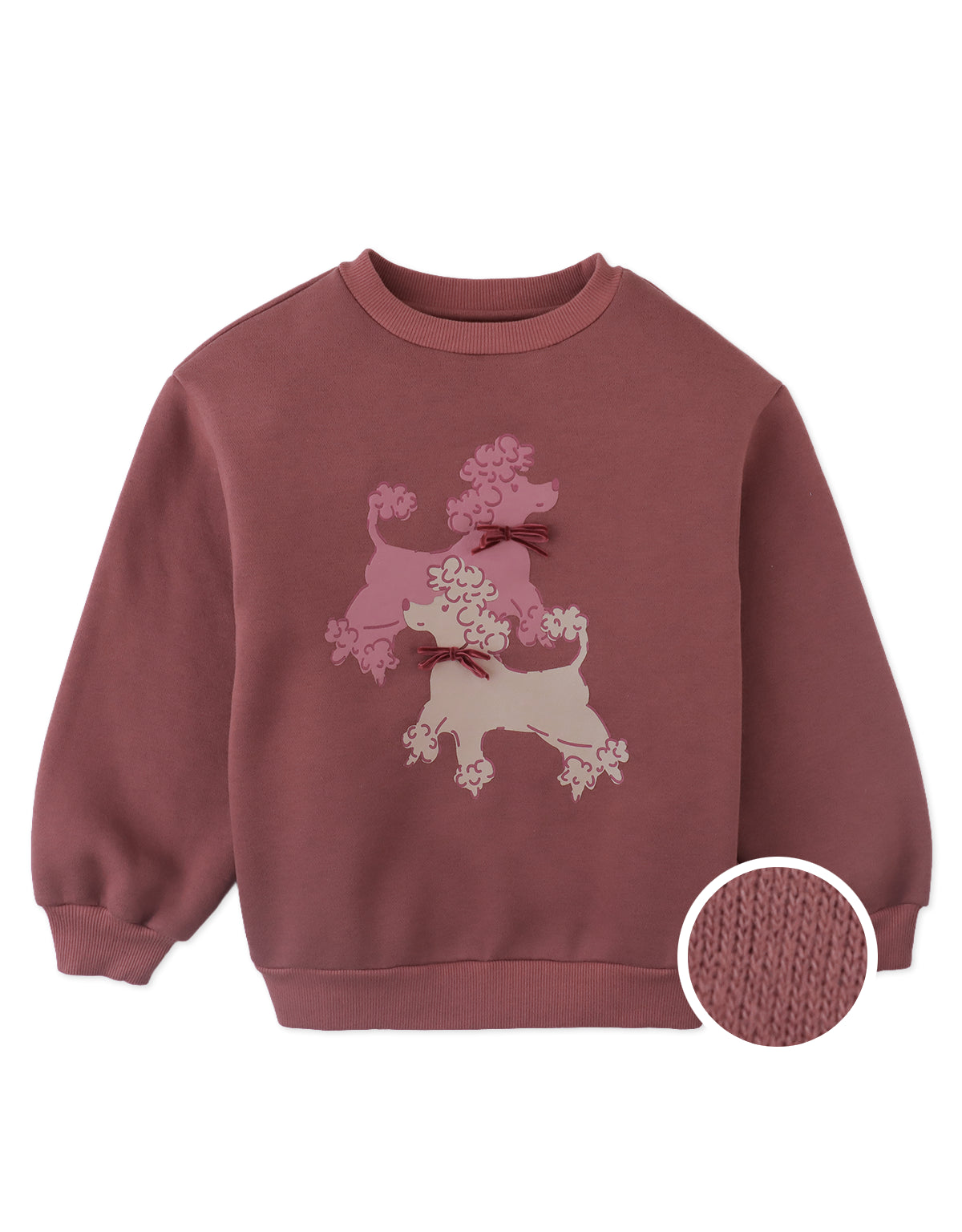 Ethel Crew-Neck Sweater with Twin Poodle Print and Bow Appliqués