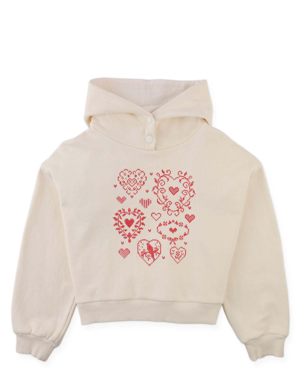 Isabela Hoodie with Hearts Cross-Stitch Embroidery
