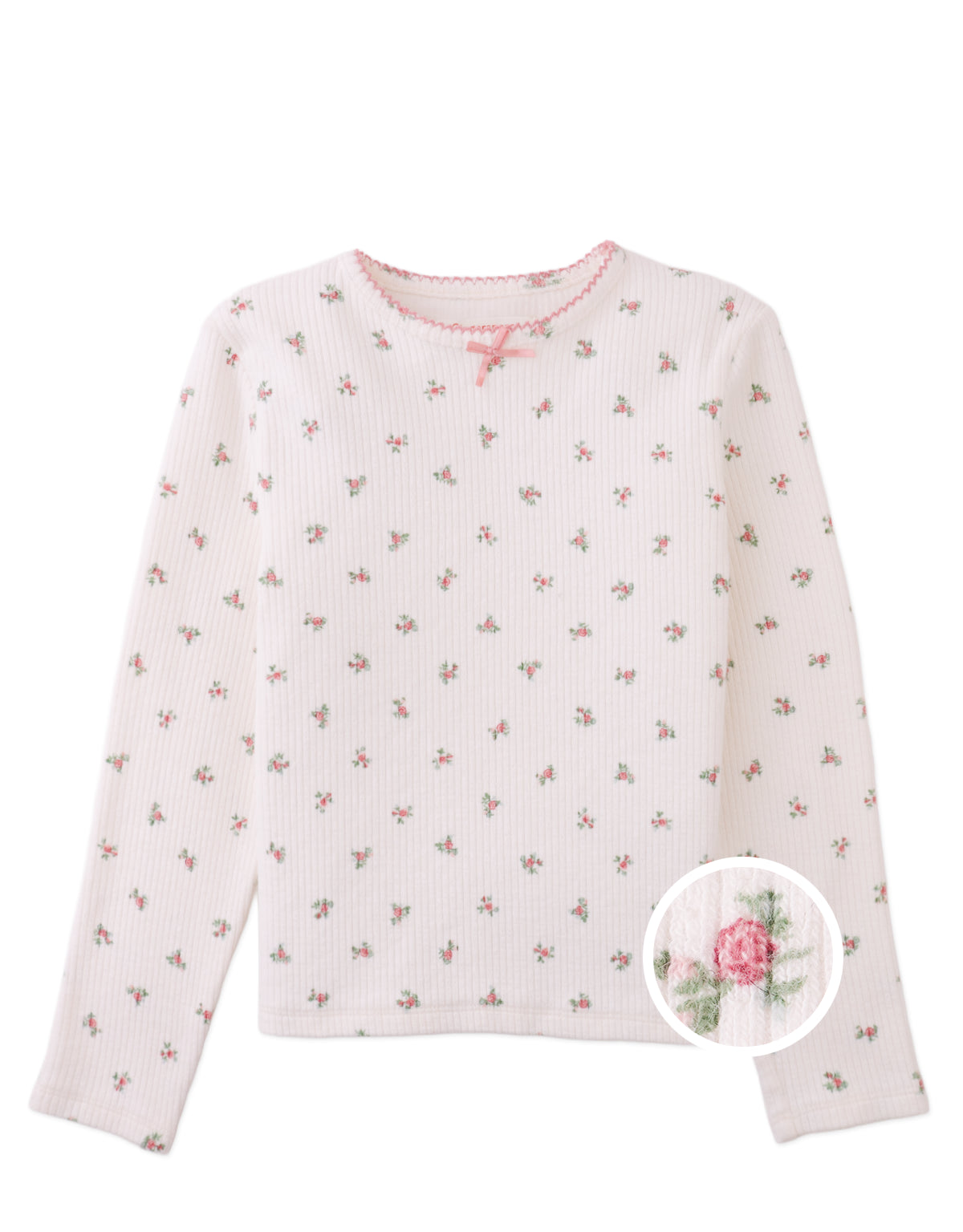 Marcella Tee in All-Over Floral Print with Tiny Bow