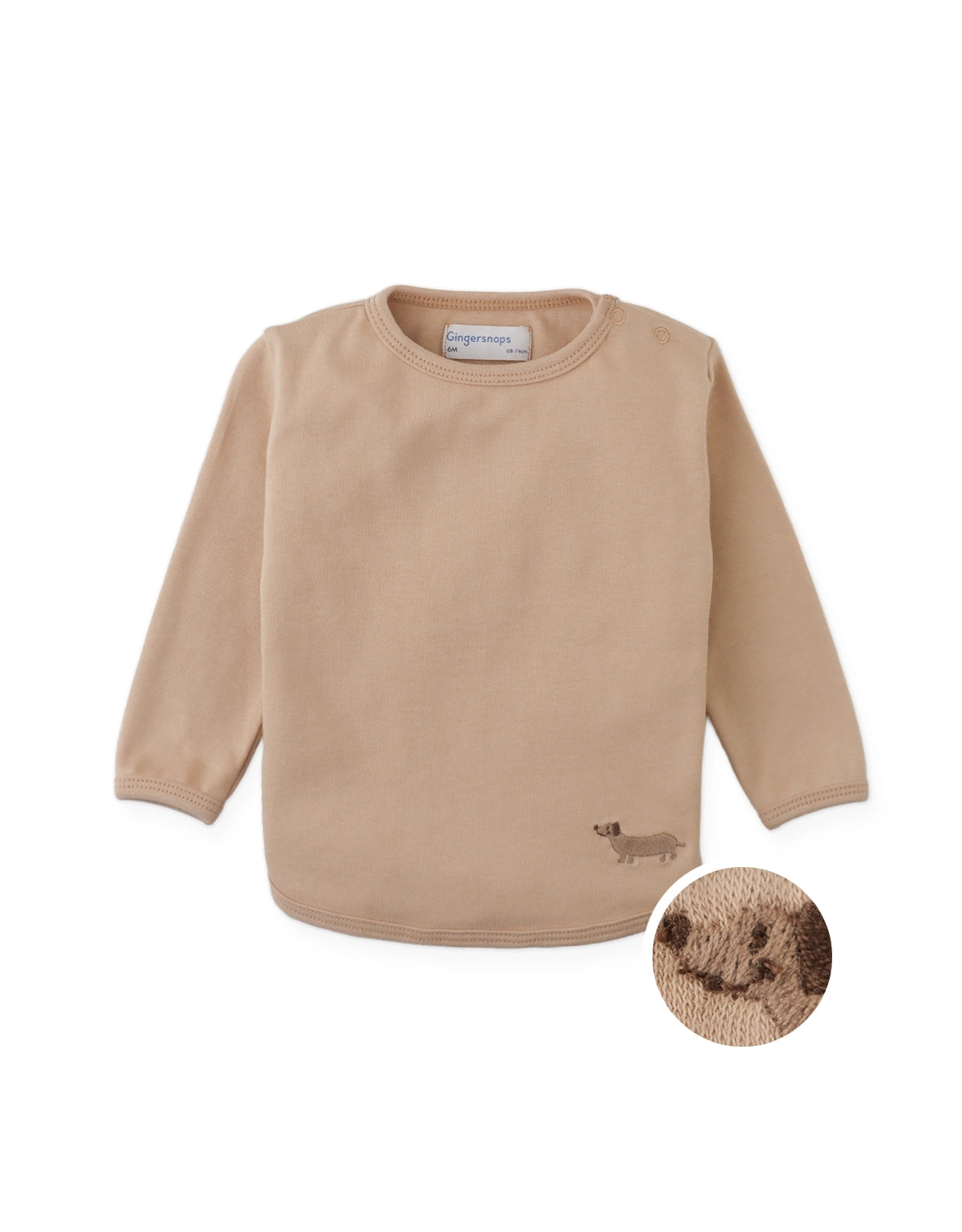 Baby Teo Jersey Bib-Style Tee with Dachshund Embroidery