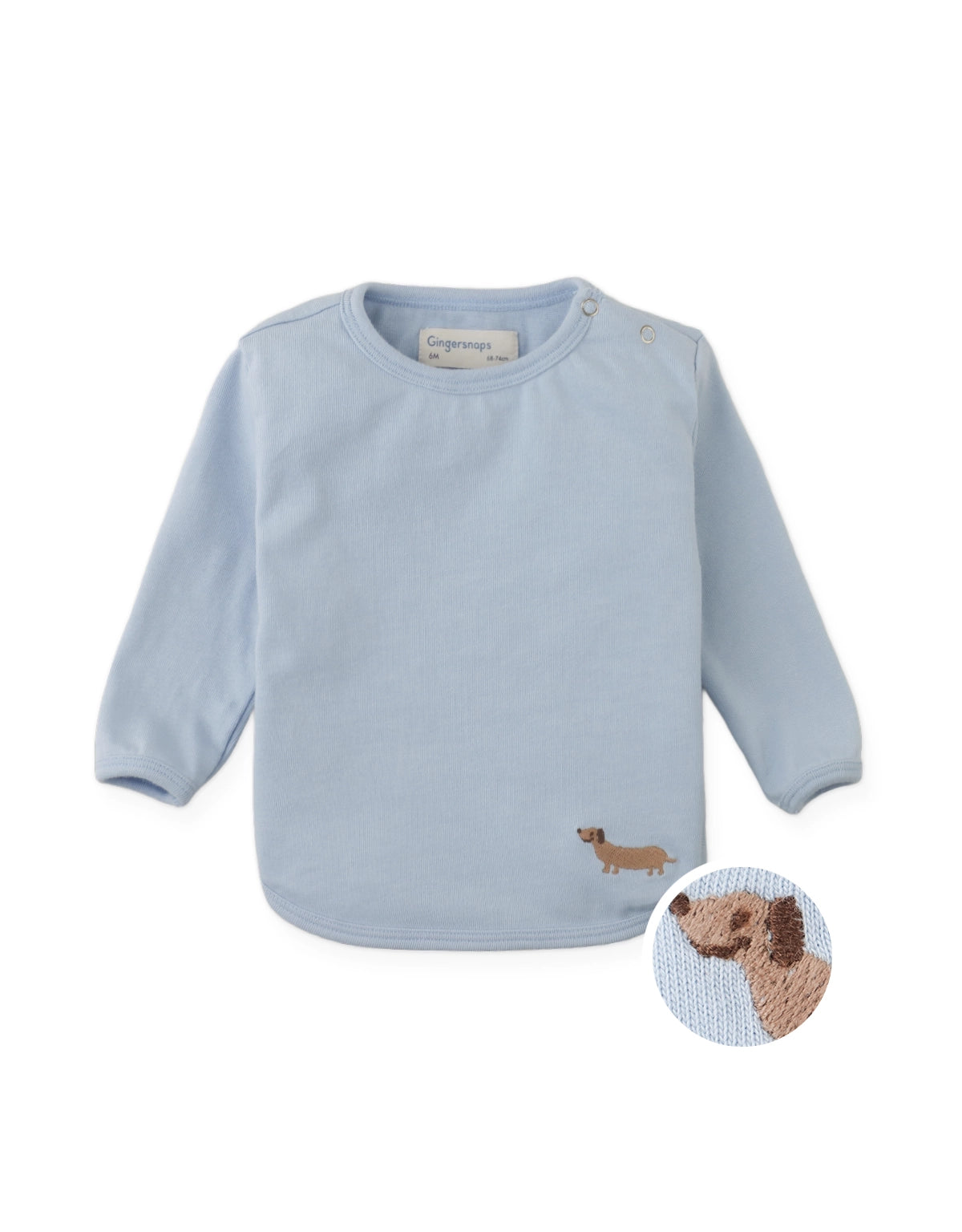 Baby Teo Jersey Bib-Style Tee with Dachshund Embroidery