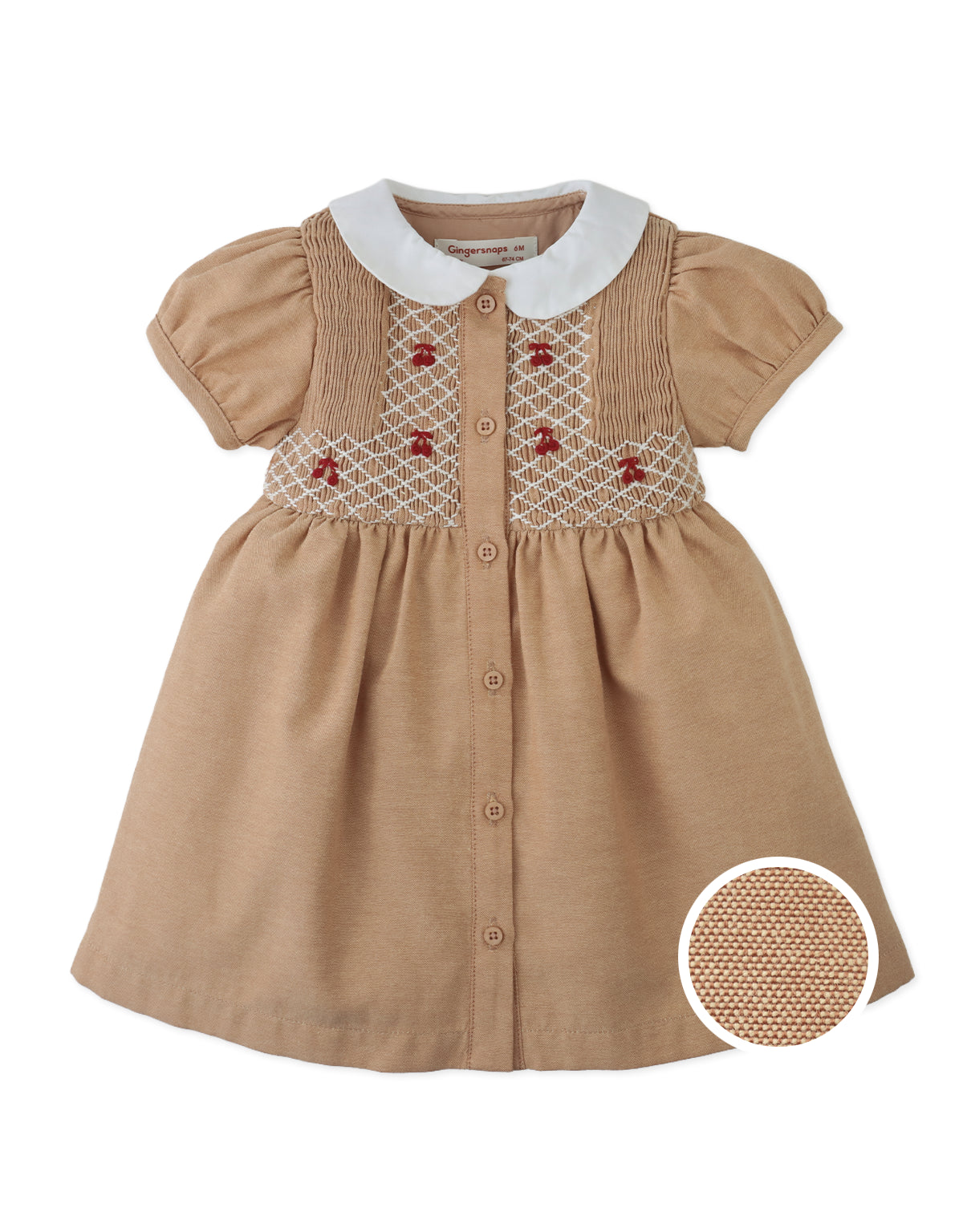 Baby Marjorie Hand-Smocked Dress with Cherry Bullion Hand Embroidery