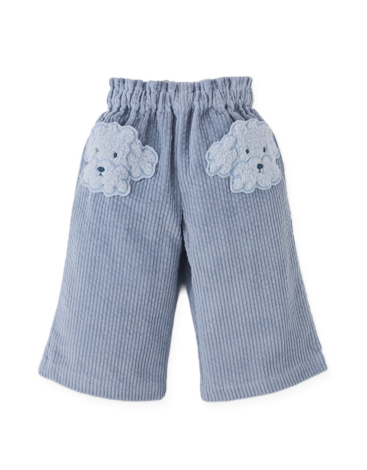 Baby Georgina Wide-Leg Corduroy Pants with Embroidered Poodle Head– Shaped Pockets