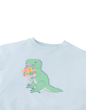 Close-up front detail of the Winona Springtime Dino Graphic Terry Top, highlighting the dinosaur graphic print from the Spring Summer collection of Gingersnaps Philippines.