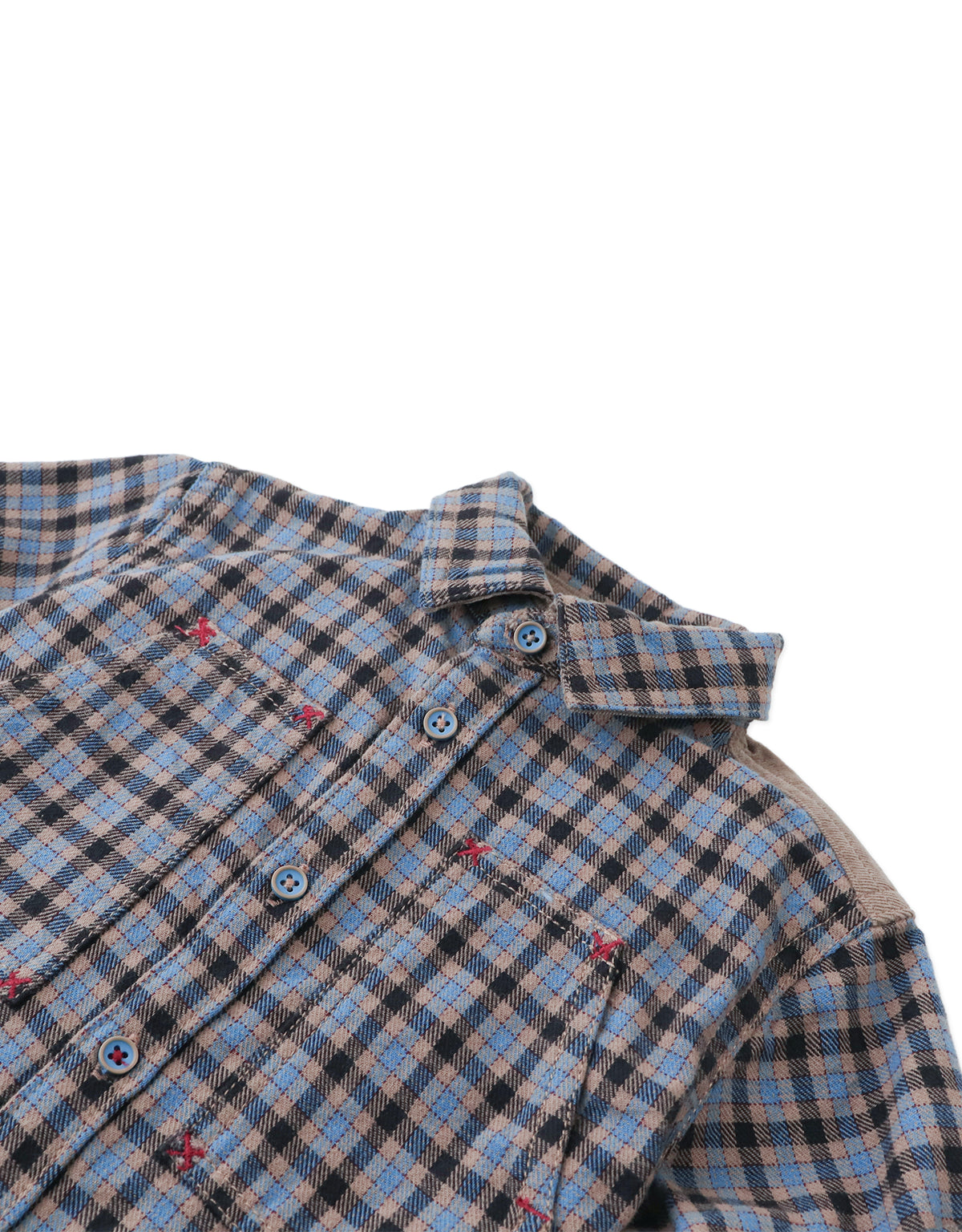 Baby Zeno Checkered Woven Workshirt with Fine Corduroy Combination