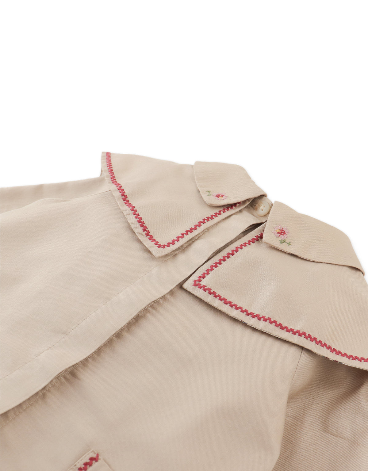 Baby Sybil Jacket with Cross-Stitch Embroidery on Double Collar and Pockets