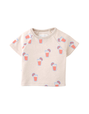 Close-up front detail of the Baby Matthew All-Over Print Raglan Tee, highlighting the vibrant all-over prints and raglan sleeves from the Spring Summer collection of Gingersnaps Philippines.