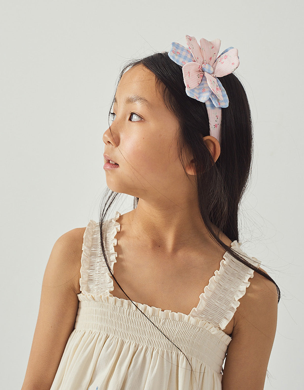 Zinnia Patchwork Headband With Flower Applique