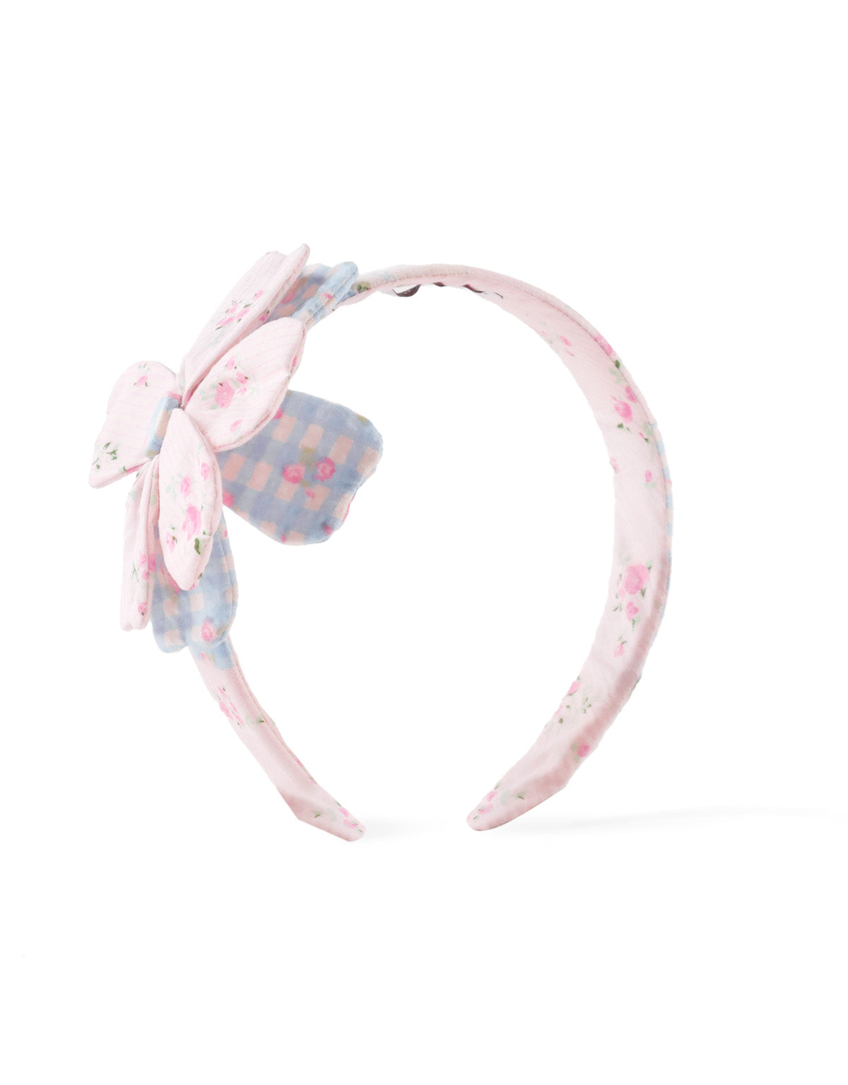 Zinnia Patchwork Headband With Flower Applique