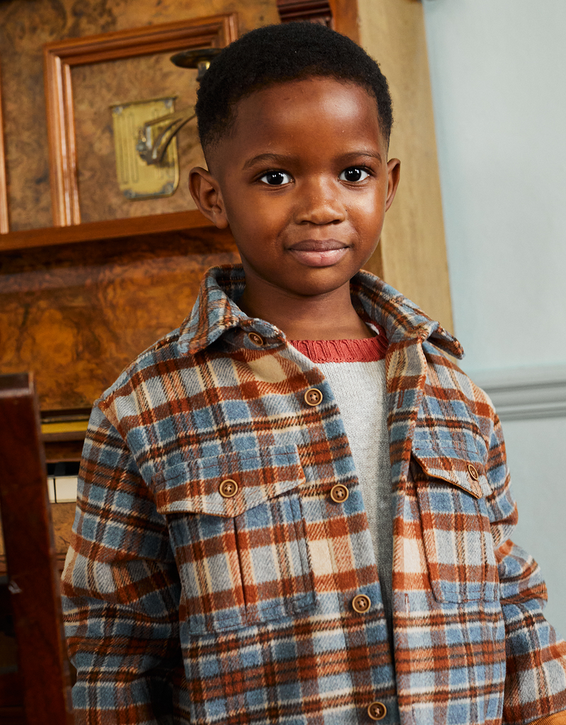 BOYS PLAID WOOL BLEND SHACKET