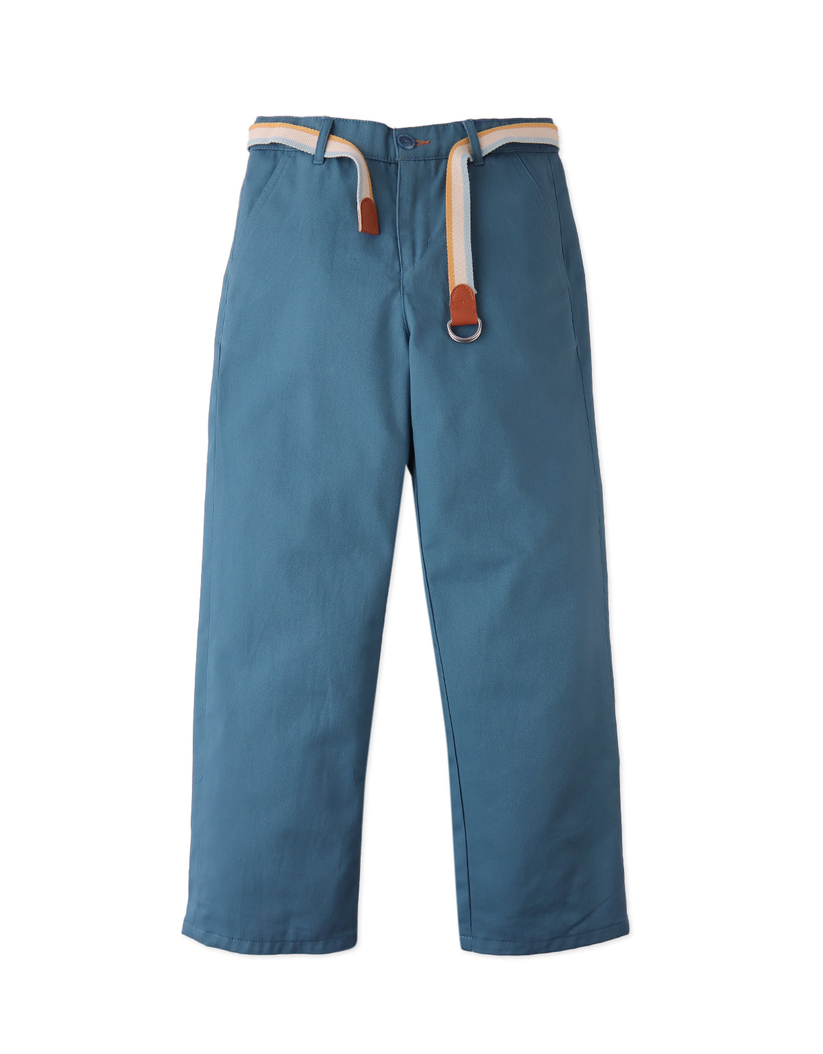 Edward Regular Straight Twill Pants with Striped Canvas Belt2