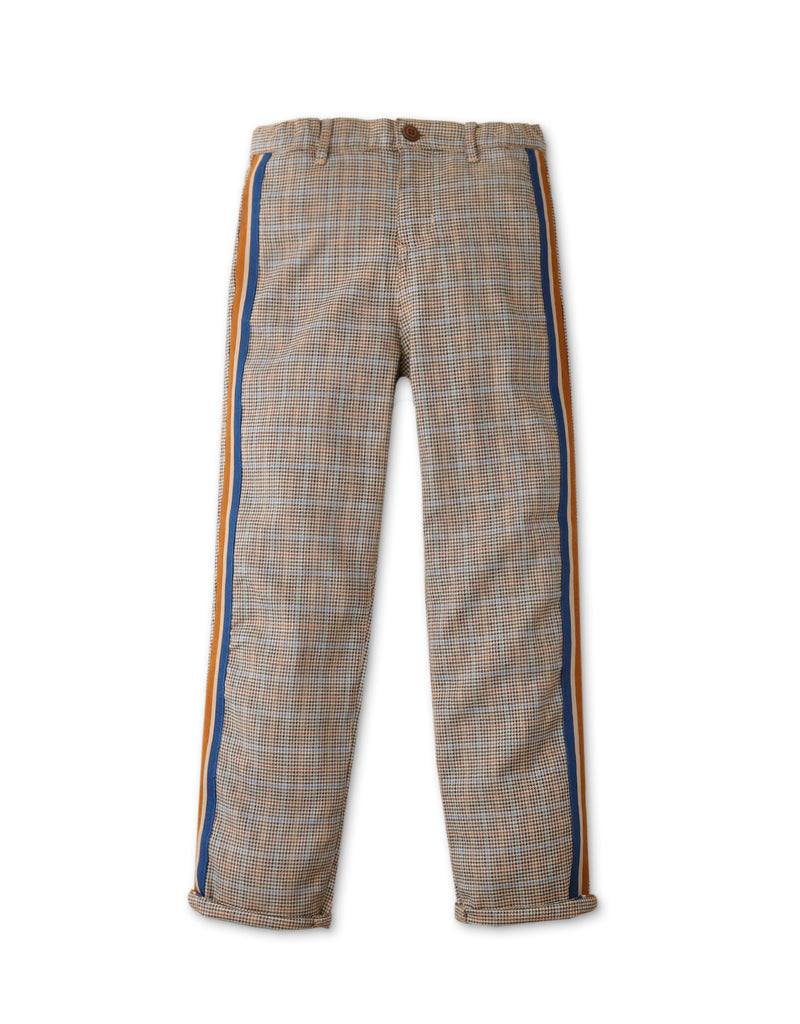 BOYS HOUNDSTOOTH SIDE STRIPE PANTS