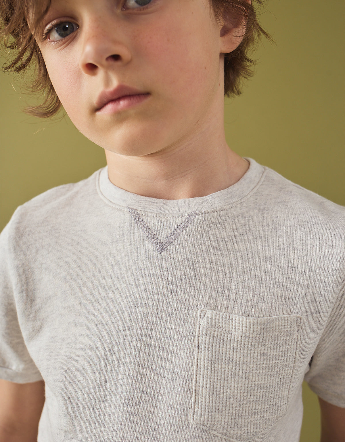 Scott Melange French Terry Set-In Ringer Tee with Waffle Knit Pocket