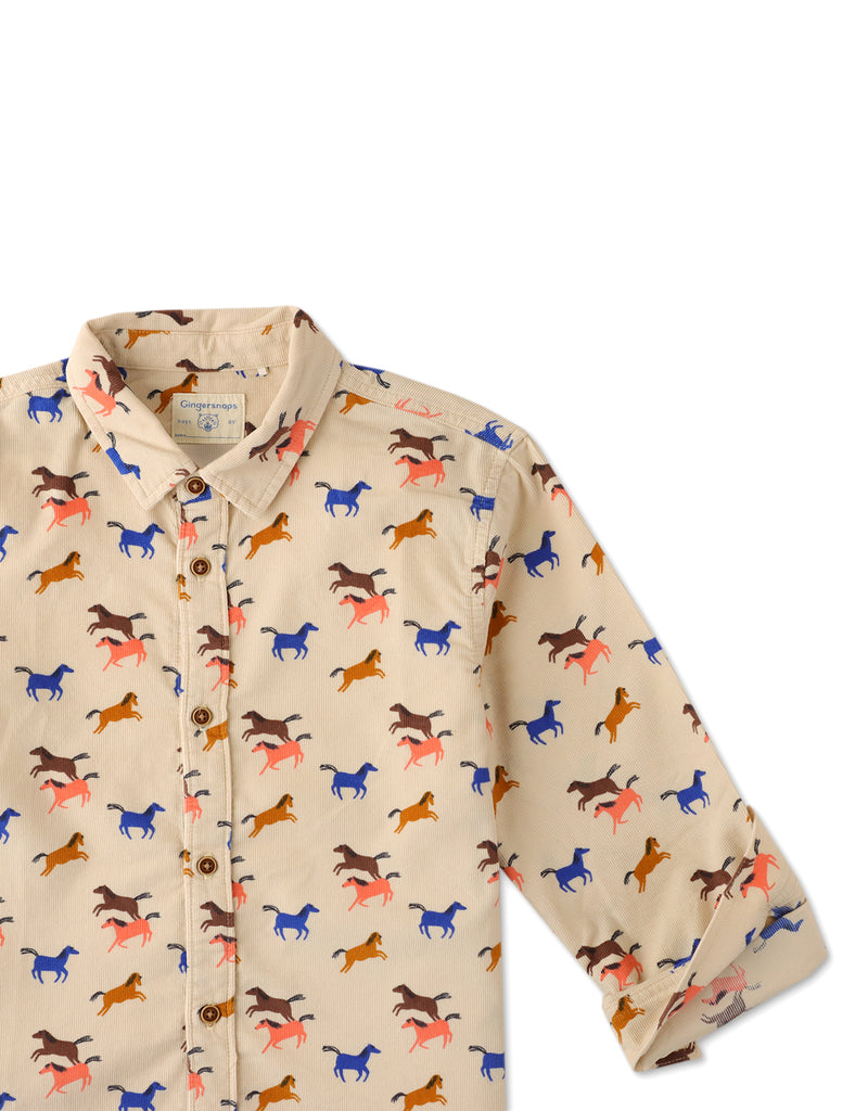 BOYS HORSES CORDUROY SHIRT