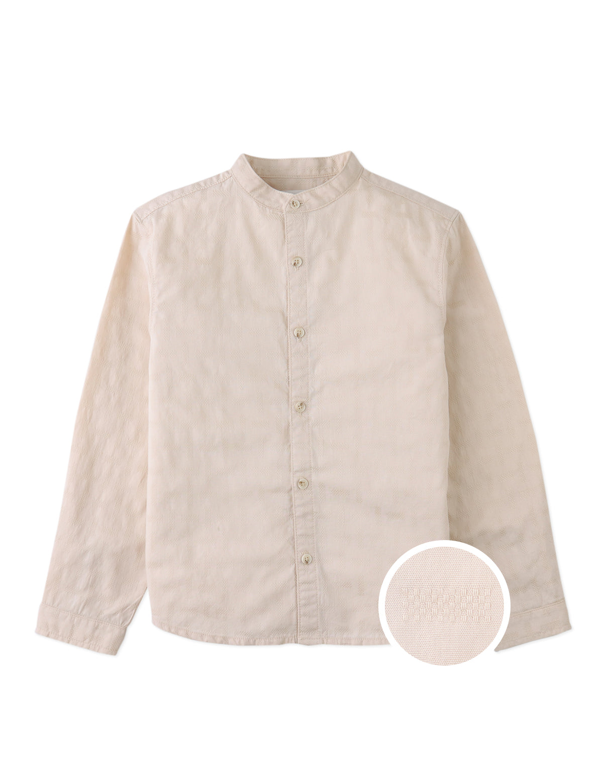 Dot Textured Pattern Extended Collar Band Shirt