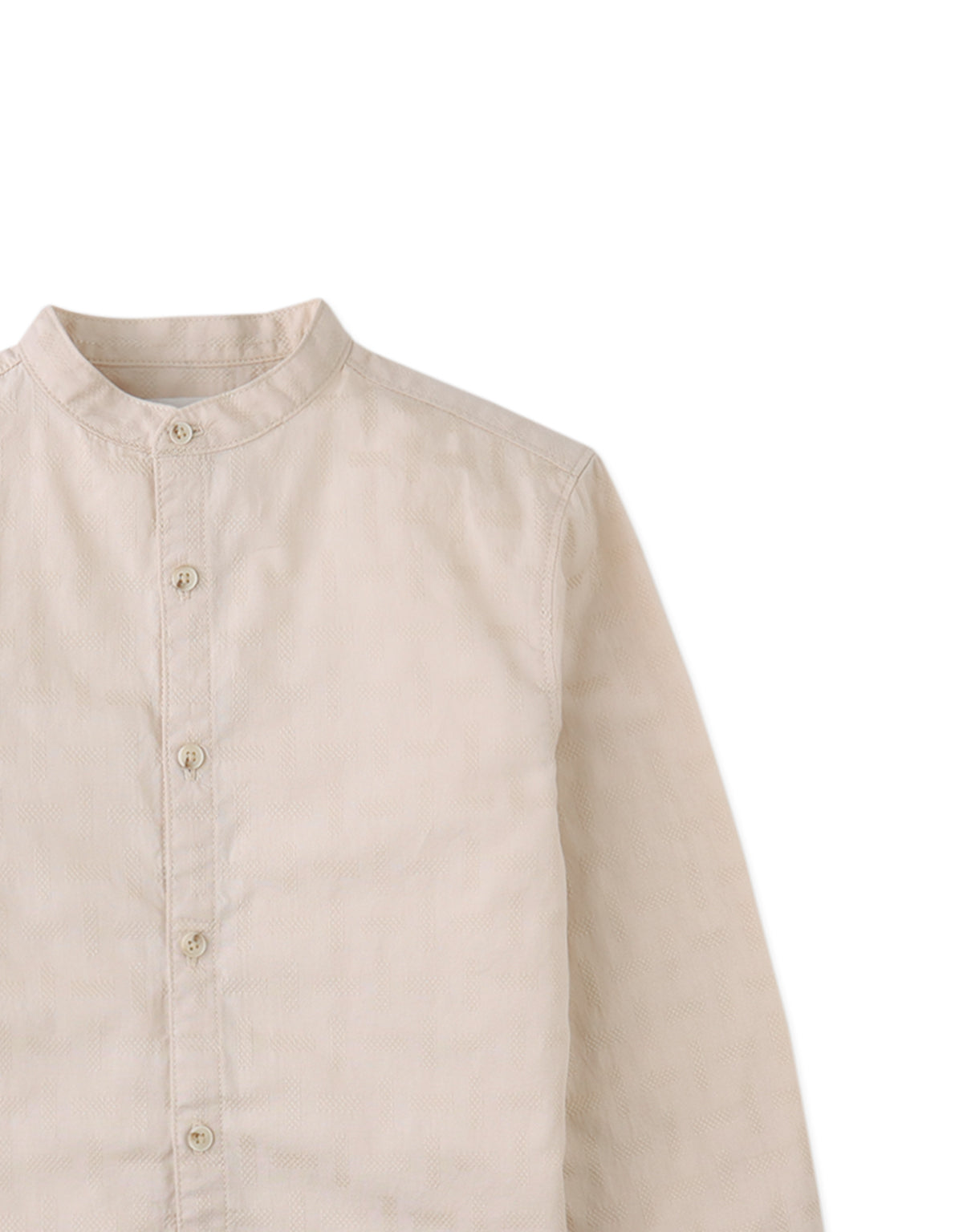 Dot Textured Pattern Extended Collar Band Shirt