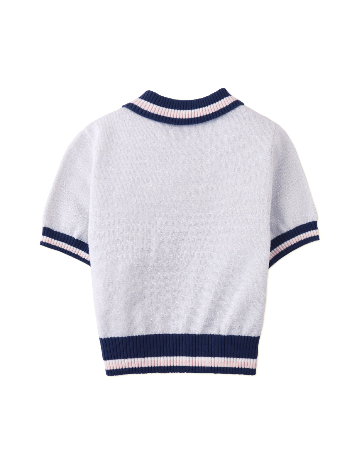 SUE KNIT TOP SHIMMERY WITH CONTRAST RIBBING