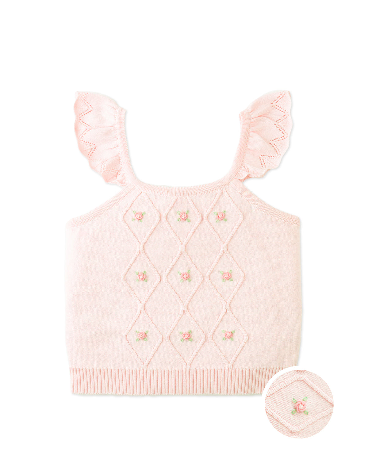 Georgina Knitted Blouse with Bullion Flower Embroidery