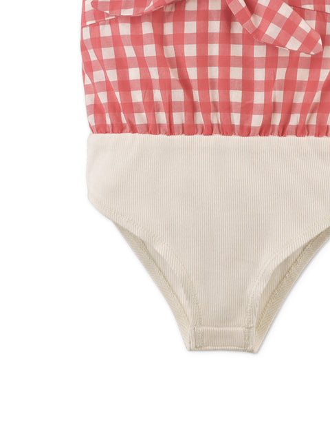 NADIA TIE-FRONT GINGHAM BODYSUIT