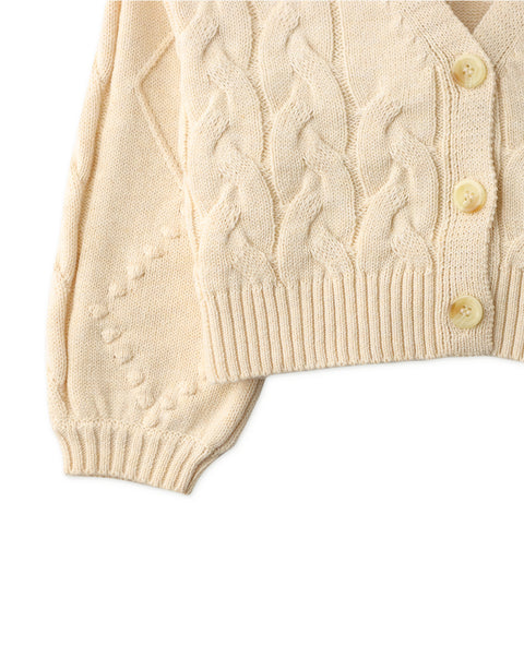GIRLS MELANGE CHUNKY CABLE KNIT CARDI
