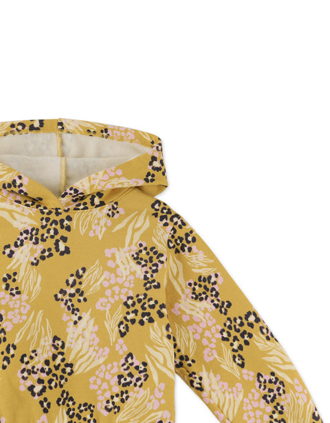 GIRLS ANIMAL PRINT HOODIE DRESS WITH LONG SLEEVES