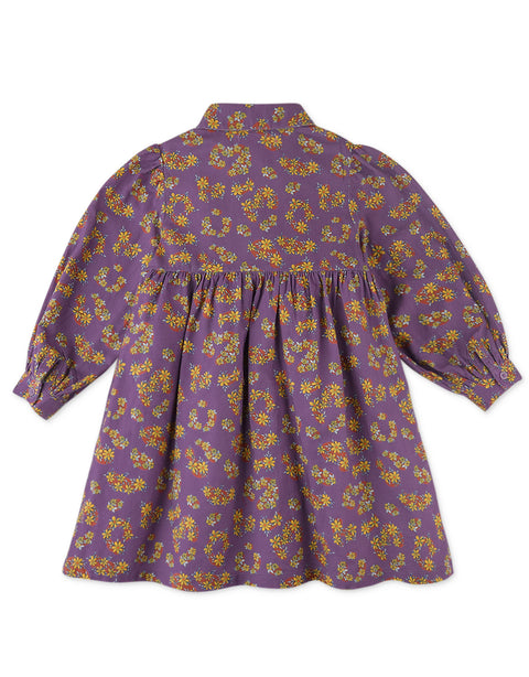 GIRLS DITSY PRINT DIAMOND SMOCKED DRESS