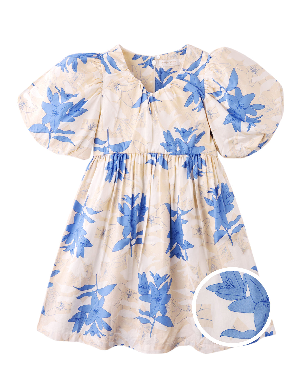 AGATHA DRESS BLYTHE WITH RUCHING AND BUBBLE SLEEVES