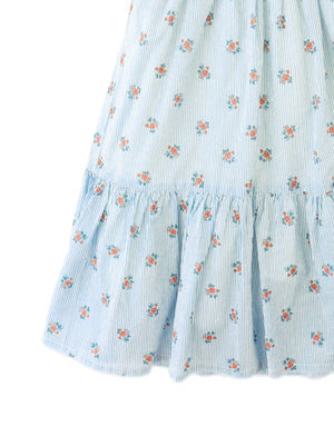Full front catalog image of the Chloe Apron Dress with Smocked Bodice & Petal Sleeves for kids from the Spring Summer collection of Gingersnaps Philippines.