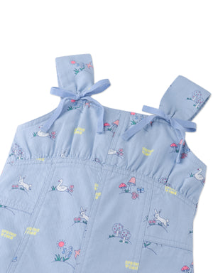 Close-up front detail of the Harvey Empire-Cut Playsuit, highlighting bow ties and printed motifs from the Spring Summer collection of Gingersnaps Philippines.