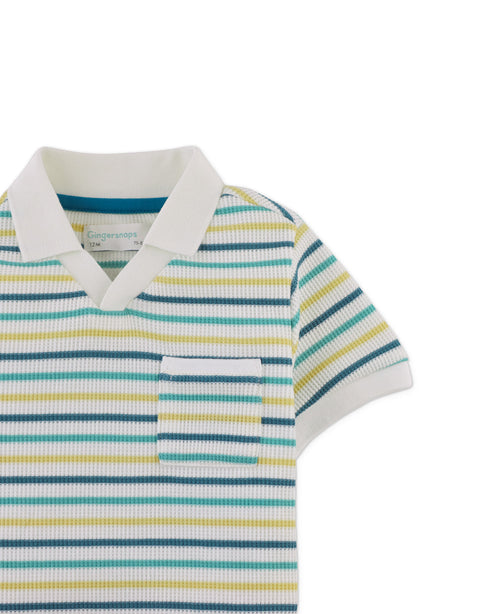 BABY RICARDO WAFFLE POLO SHIRT WITH PATCH POCKET