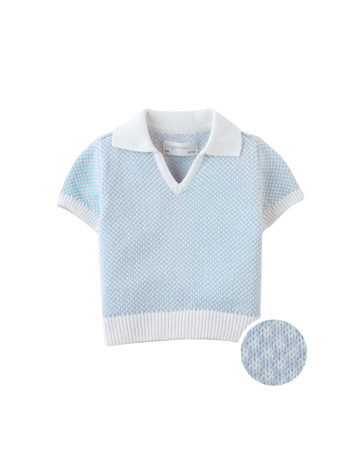Baby Lucius Popcorn Polo with Ribbed Cuffs & Hem