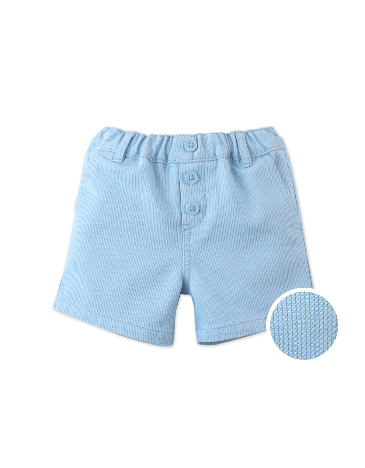 Baby Dewey Garterized Shorts with Open Seam Accent Thread