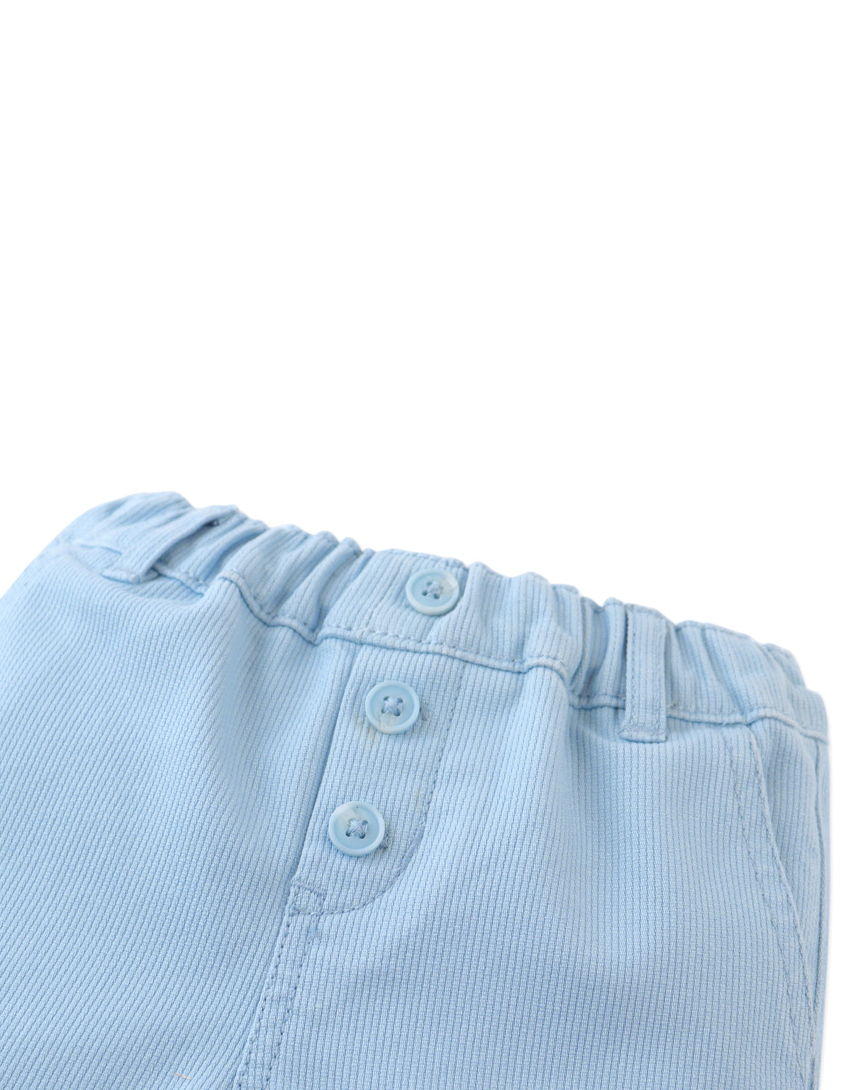 Baby Dewey Garterized Shorts with Open Seam Accent Thread
