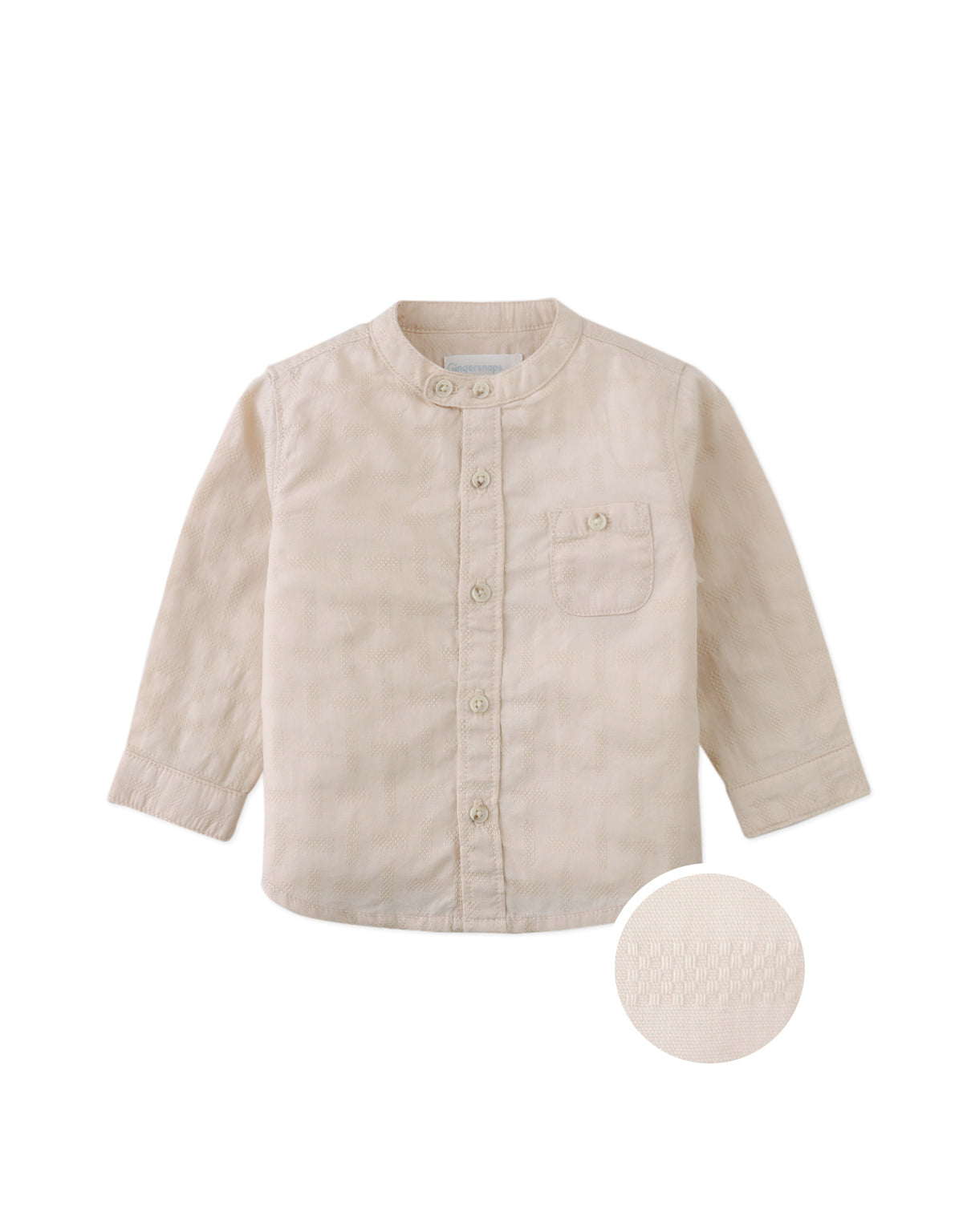 Baby Dot Textured Pattern Extended Collar Band Shirt