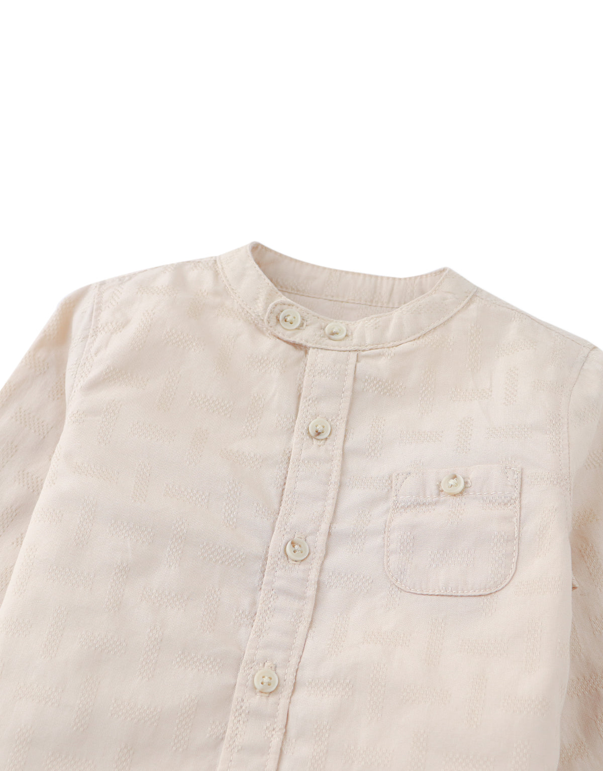 Baby Dot Textured Pattern Extended Collar Band Shirt